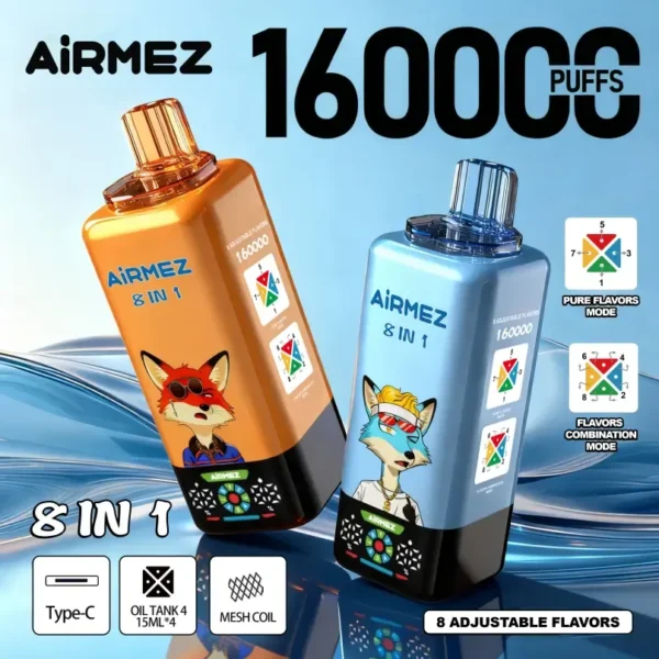 airmez 160k puffs 160000 8 in 1 puffs disposable vape mesh coil