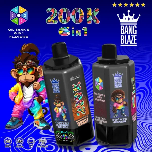 bang blaze 200k puffs 6 in 1 200000 200k puffs Salt Nicotine china disposable vape vape device