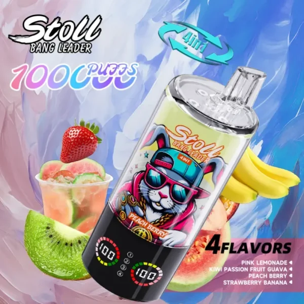 bang leader stoll 100k puffs 100000 4 in 1 airflow rechargeable smooth hit vape pen flavor