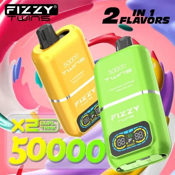 fizzy 50k puffs 50000 twins 2 in 1 smooth hit mesh coil disposable vape puffs
