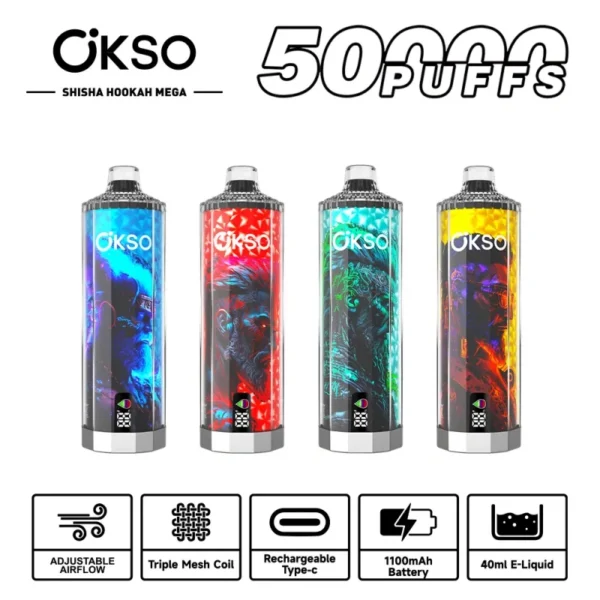 okso shisha hookah mega 50000 puffs puff disposable vape