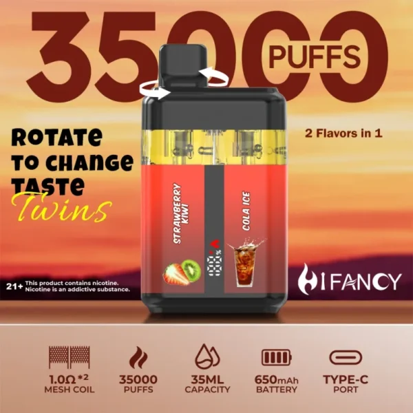 puff 35k hifancy 35000 puffs 2 in 1 rechargeable e cigarette smooth hit mesh coil china