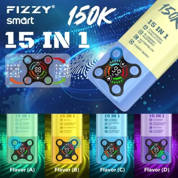fizzy 150k puffs 15 in 1 smart modes bulk order