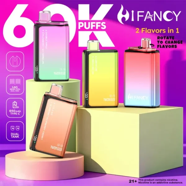 hifancy 60000 puffs 60k twins max double flavors nicotine