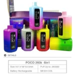 poco 260k puffs 6 in 1 260000 rechargeable disposable vape airflow puff 260k puffs battery flavor
